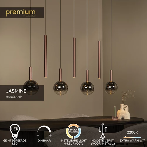 Lucide JASMINE - Hanglamp - LED Dimb. - CCT - 7x4W 2200K/3300K - Koper | Premium - USP